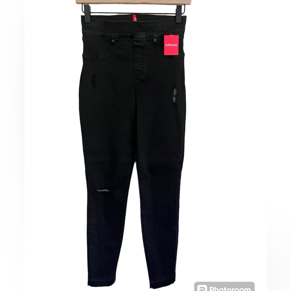 NEW Spanx Distressed Skinny Jeans Vintage Black Small